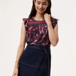 Paisley Print Sleeveless Top - Purple